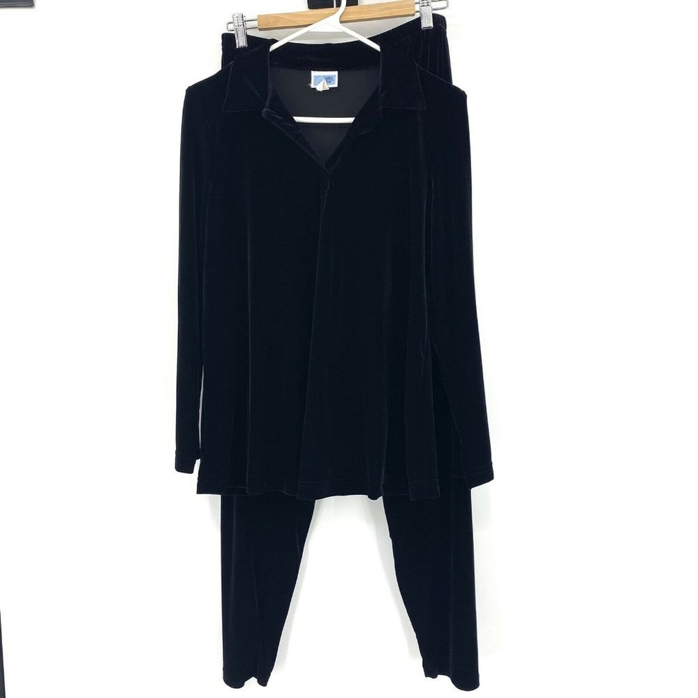 Vintage Baby & Me Black Velvet Two Piece Maternity Set Womens Sz Medium